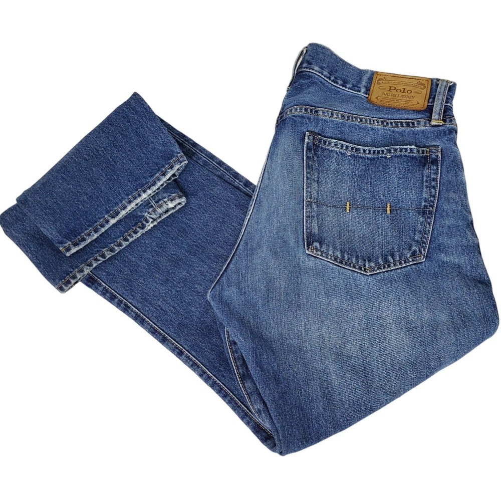 Ralph Lauren Polo Distressed Straight Jeans Mens Sz 32X32 Dungarees Medium Wash